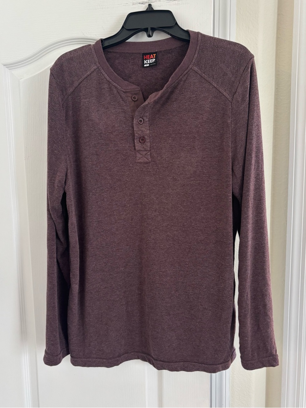 Heat Keep Men's Long-Sleeve Henley in Plum